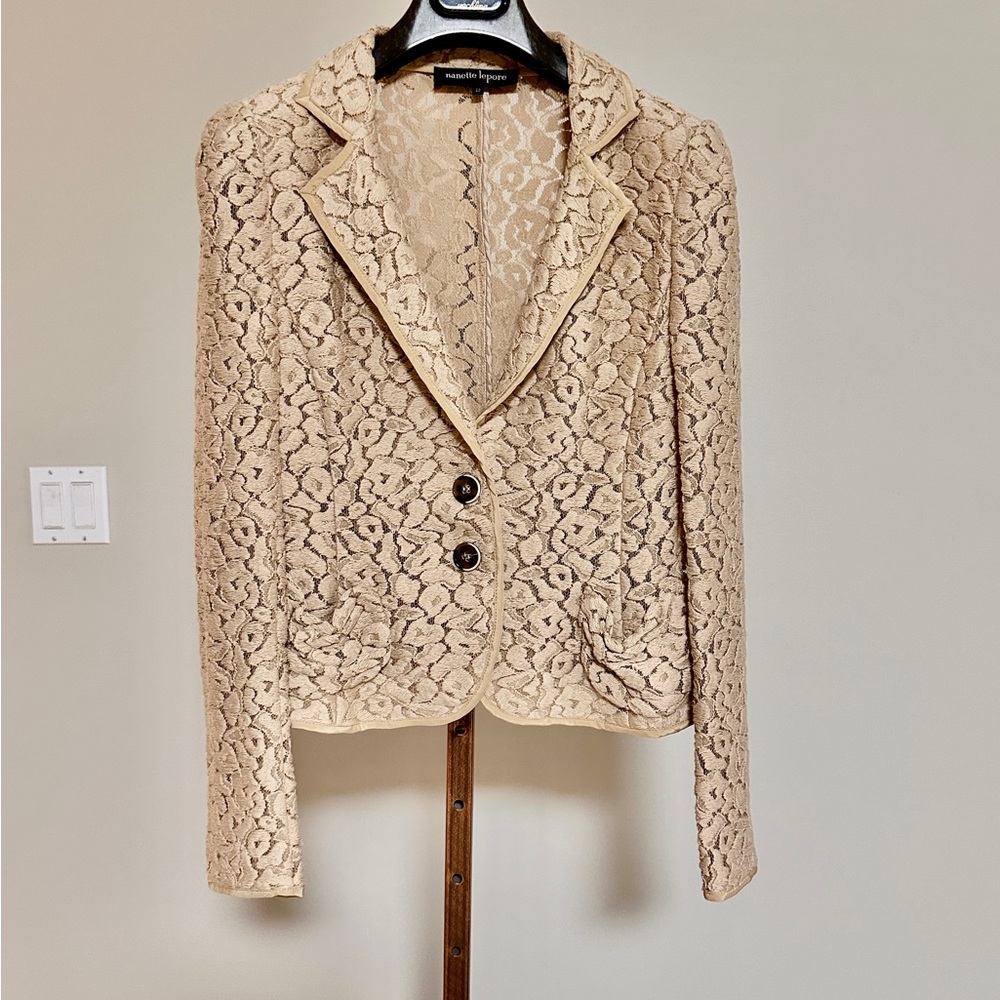 Nanette Lepore Cream Lace Blazer with Tailored Silhouette